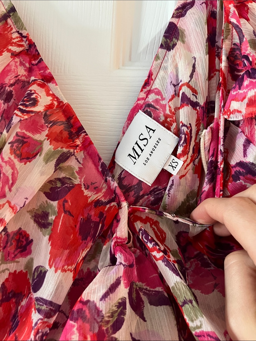 Misa Los Angeles Pink & Red Floral Tie-Shoulder Maxi Dress - Picture 4 of 8